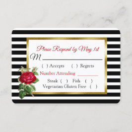 RSVP-Rose für Hochzeiten in Schwarz und Weiß RSVP Karte