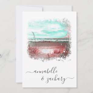 **RSVP - Sea Beach Ocean QR AR7 Hochzeit Einladung