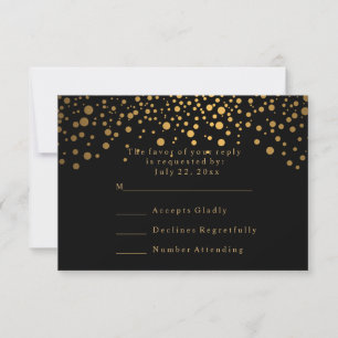 RSVP Stylish Konfetti Goldpunkt Hochzeit Karte