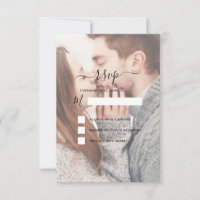 RSVP Transparente Foto-Hochzeit und Typografie