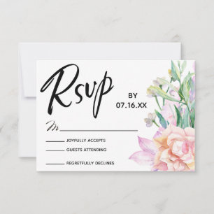 RSVP-Typografie mit künstlerischen Wasserfarben-Bl RSVP Karte