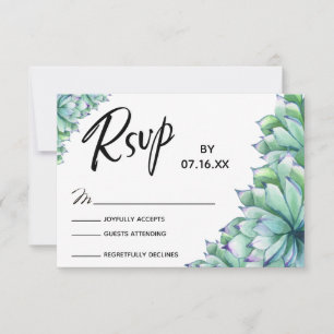 RSVP-Typografie mit Wasserfarben-Sukkulenten RSVP Karte