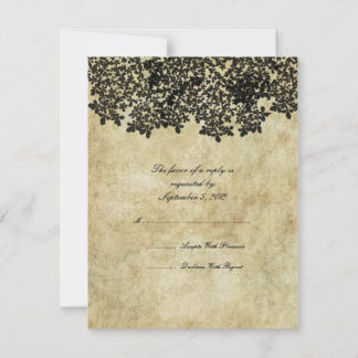 RSVP Vintag Black Floral Wedding Karte