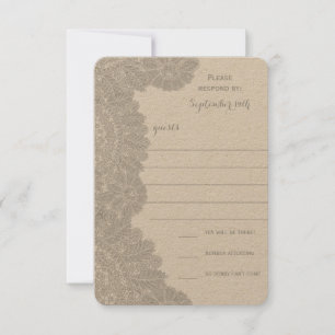 RSVP Vintag Lace Wedding Karte