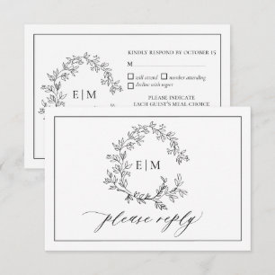 RSVP-Wappen für die Hochzeitskarte mit weißem schw RSVP Karte