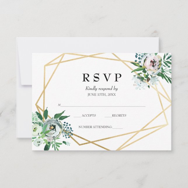 RSVP: Watercolor Boho Floral Geometric Wedding RSVP Karte (Vorderseite)