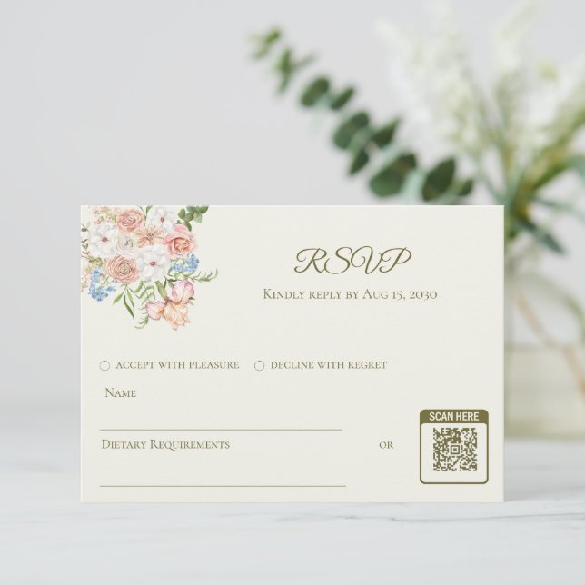 RSVP wedding card butter yellow garden floral (Stehend Vorderseite)