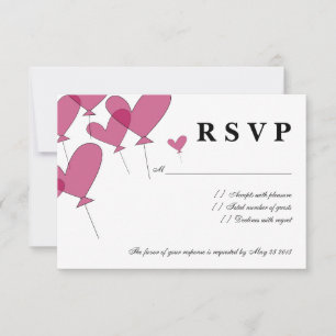 RSVP wedding cards with red heart balloon design Karte