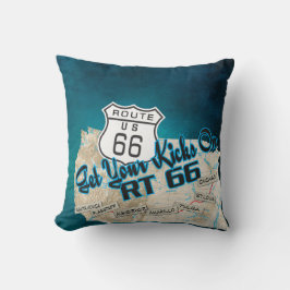 rt 66 Kissen mit "Get your kicks" 26blau