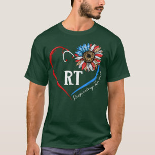 RT Respiratory Therapist Sunflower Stethoscope Hea T-Shirt
