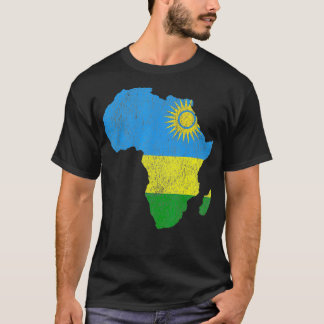 Ruanda Flag Afrika Kontinentale Silhouette Geschen T-Shirt