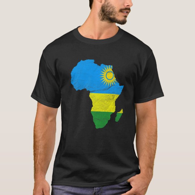 Ruanda Flag Afrika Kontinentale Silhouette Geschen T-Shirt (Vorderseite)