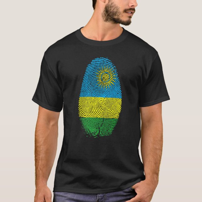 Ruanda Flag Fingerprint ist in meiner DNA für Ruan T-Shirt (Vorderseite)