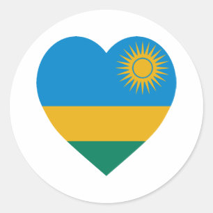 Ruanda Flag Heart Runder Aufkleber
