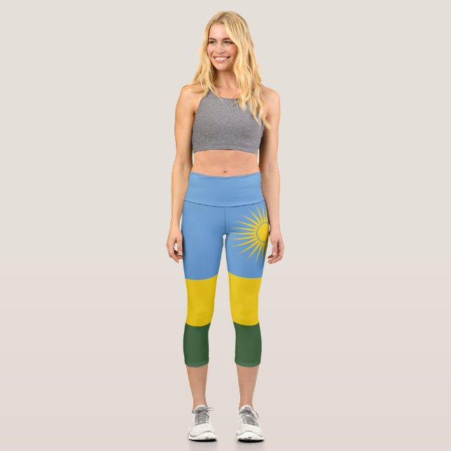 Ruanda-Flagge Capri Leggings (Vorderseite)