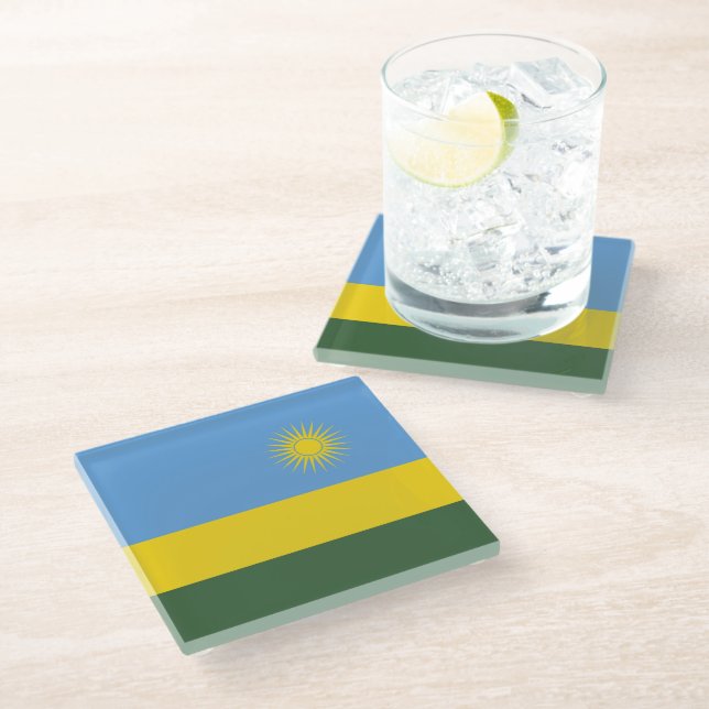 Ruanda-Flagge Glasuntersetzer (Schrägansicht)