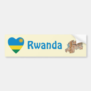 Ruanda-Flagge Herz + Karte Aufkleber Autoaufkleber