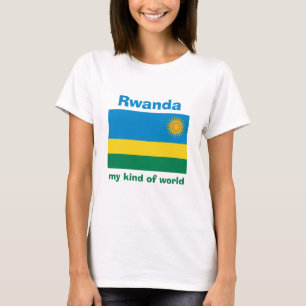 Ruanda-Flagge + Karte + Text T-Shirt