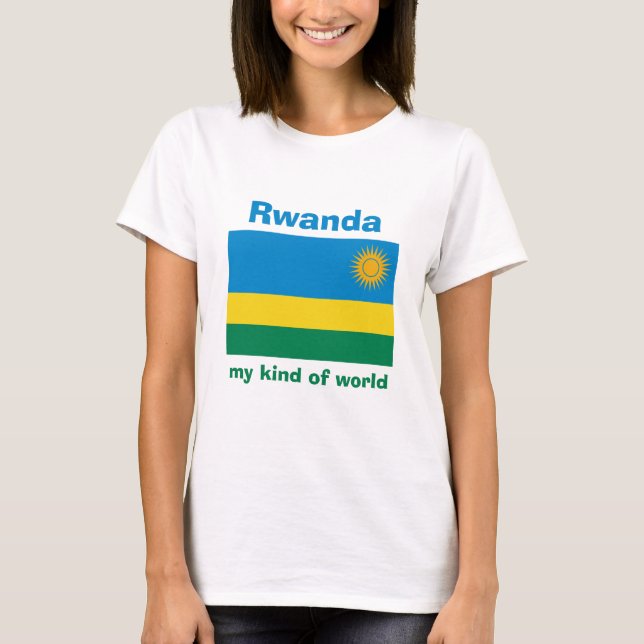 Ruanda-Flagge + Karte + Text-T - Shirt (Vorderseite)