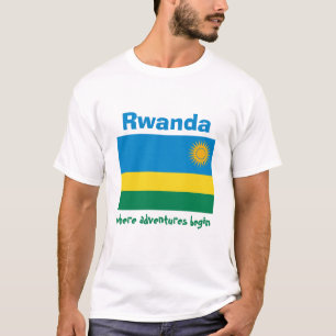 Ruanda-Flagge + Karte + Text-T-Shirt T-Shirt