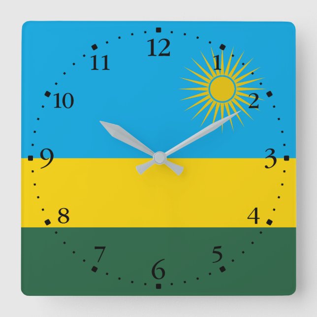 Ruanda-Flagge Quadratische Wanduhr (Vorderseite)