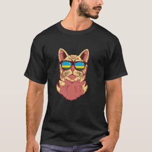 Ruanda-Flagge Ruandische Katze Sonnenbrille Lustig T-Shirt