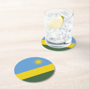 Ruanda-Flagge Runder Pappuntersetzer