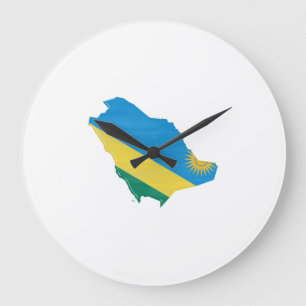Ruanda-Flagge und -Karte Große Wanduhr