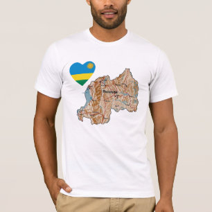 Ruanda-Flaggen-Herz und Karten-T - Shirt