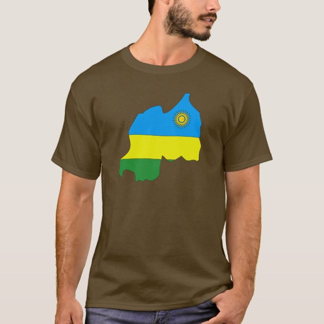 Ruanda-Flaggenkarte T-Shirt (Vorderseite)