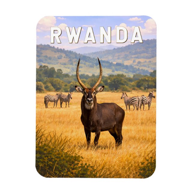 Ruanda Illustration Reise Kunst Vintage Magnet (Vertikal)