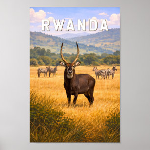 Ruanda Illustration Reise Kunst Vintage Poster