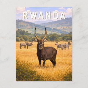 Ruanda Illustration Reise Kunst Vintage Postkarte