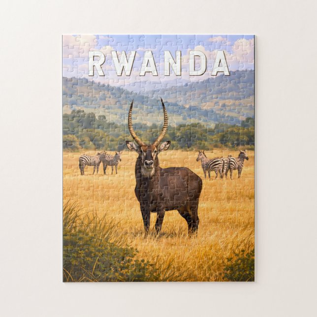 Ruanda Illustration Reise Kunst Vintage Puzzle (Vertikal)