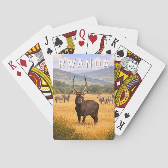 Ruanda Illustration Reise Kunst Vintage Spielkarten (Rückseite)