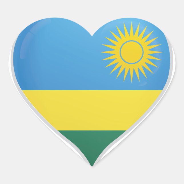 Ruanda Liebe Flaggenstempel Herz-Aufkleber (Vorderseite)