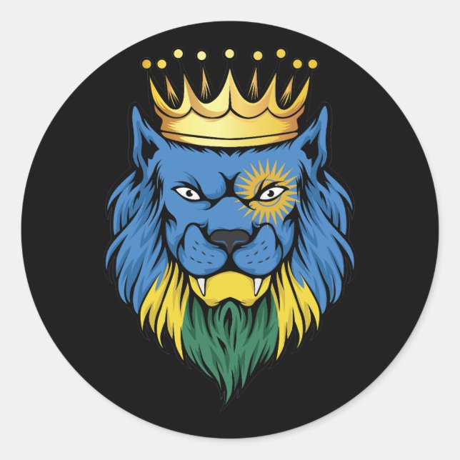 Ruanda Lion King Flag Runder Aufkleber (Vorderseite)