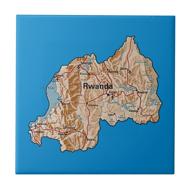Ruanda Map Tile Fliese (Vorderseite)