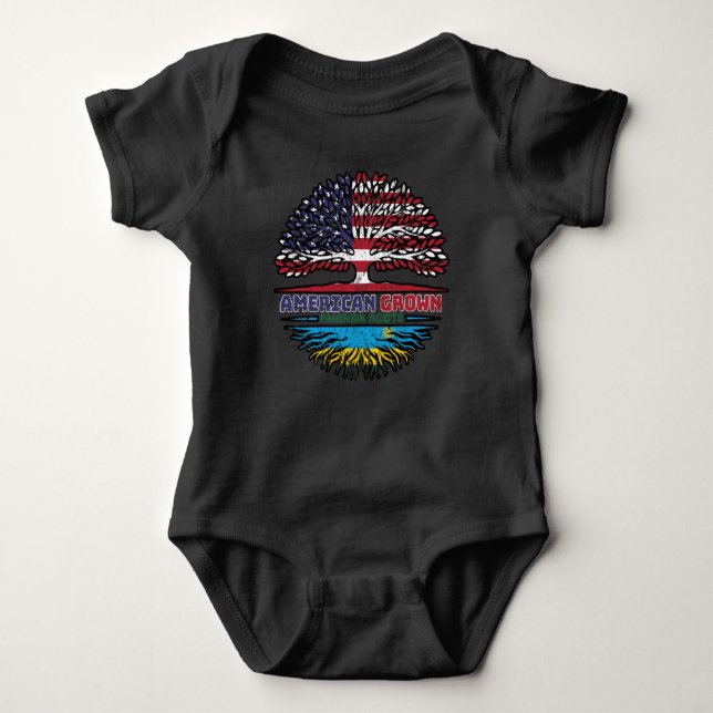 Ruanda Ruanda - Amerikanische Tree Roots Flag Baby Strampler (Vorderseite)
