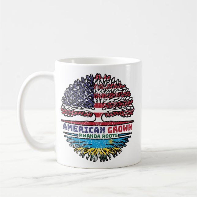 Ruanda Ruanda - Amerikanische Tree Roots Flag Kaffeetasse (Links)