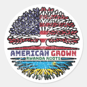 Ruanda Ruanda - Amerikanische Tree Roots Flag Runder Aufkleber