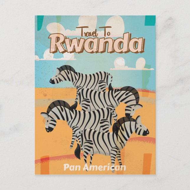 Ruanda Vintage Travel Poster Postkarte (Vorderseite)