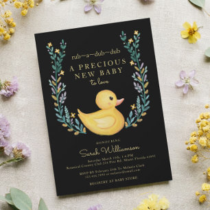 Rub-A-Dub-Dub Gelber Gummi Ducky Floral Garden Einladung