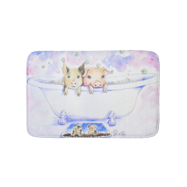 Rub a Dub Dub Piggies in der Tube Malerei Badematte (Vorderseite)