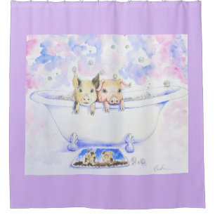 Rub a Dub Dub Piggies in der Tube Malerei Duschvorhang