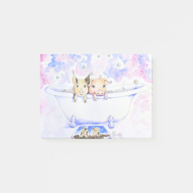 Rub a Dub Dub Piggies in der Tube Malerei Post-it Klebezettel (Vorderseite)