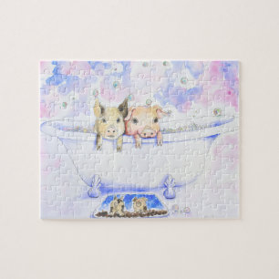 Rub a Dub Dub Piggies in der Tube Malerei Puzzle