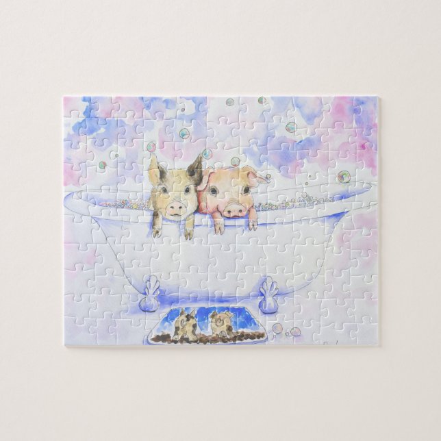 Rub a Dub Dub Piggies in der Tube Malerei Puzzle (Horizontal)