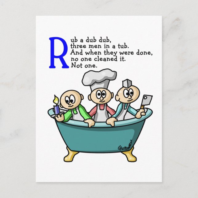 Rub A Dub Dub Postkarte (Vorderseite)