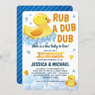 Rub a Dub Dub Rubber Duck Baby Shower Einladung
